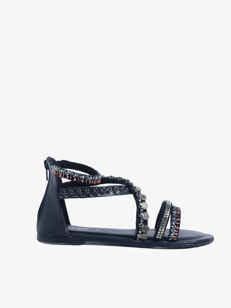 LUNA BLU Black Gladiator-Strap Flat Sandals - Image 2