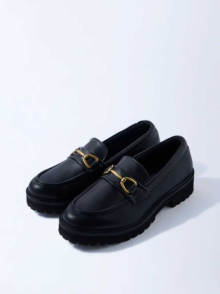 LUNA BLU Black Metal-Detailed Chunky Loafers - Image 3