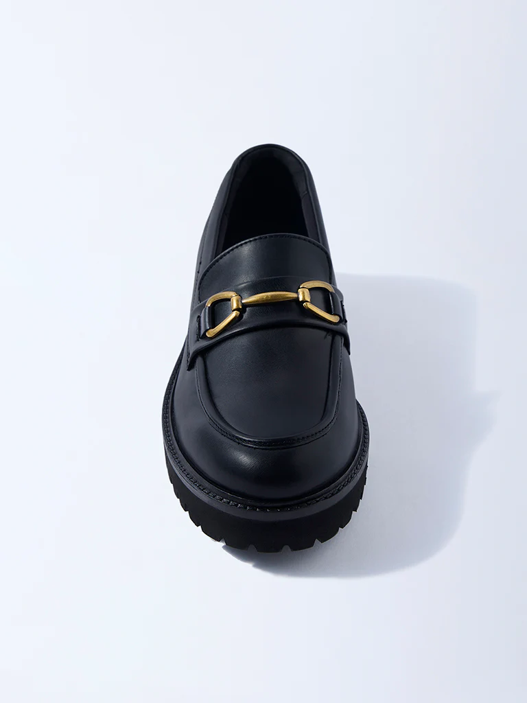 LUNA BLU Black Metal-Detailed Chunky Loafers - Image 4