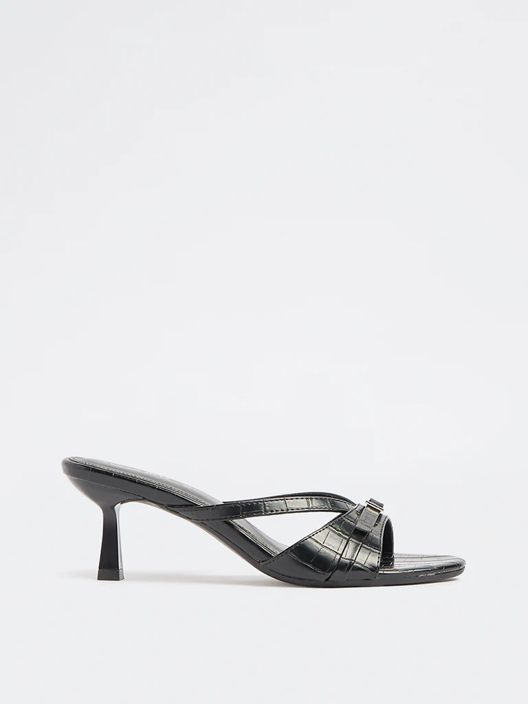 LUNA BLU Black Multi-Strap Heel-Sandals - Image 2