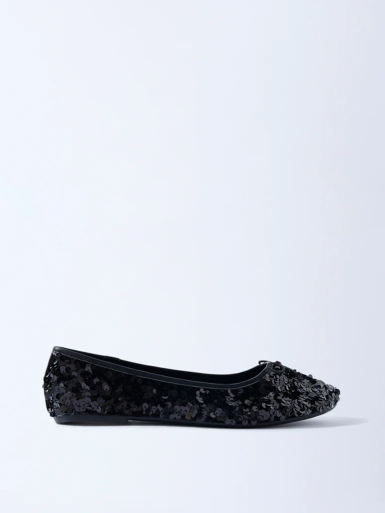 LUNA BLU Black Sequin Detailed Ballerinas - Image 2