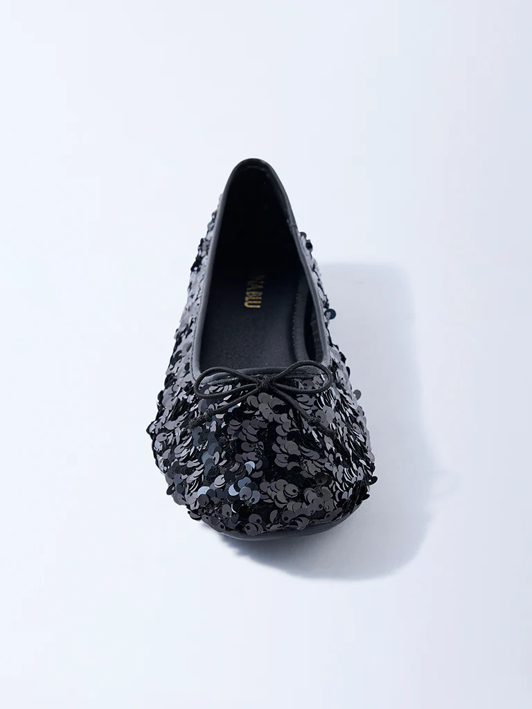 LUNA BLU Black Sequin Detailed Ballerinas - Image 4