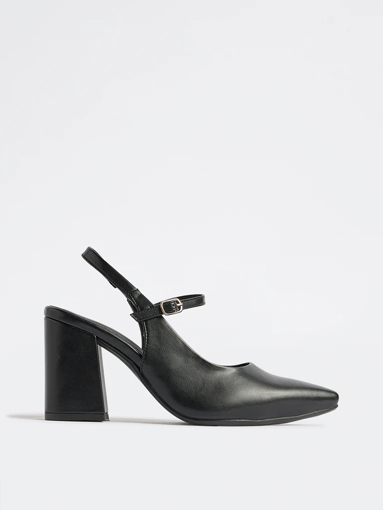 LUNA BLU Black Slingback Block Mules - Image 4
