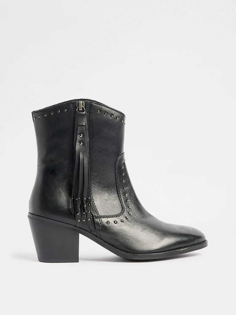 LUNA BLU Black Studded Faux Leather Boots