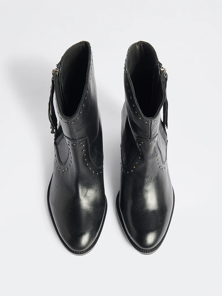 LUNA BLU Black Studded Faux Leather Boots - Image 2