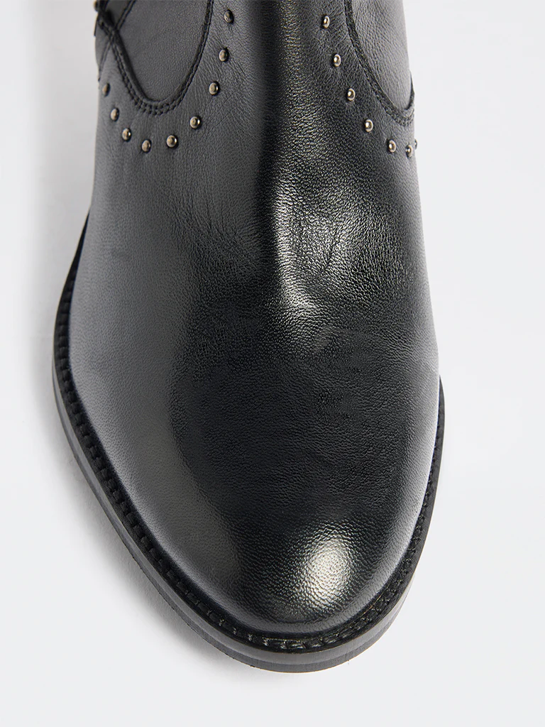 LUNA BLU Black Studded Faux Leather Boots - Image 3