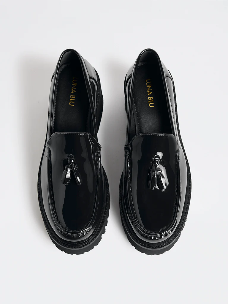 LUNA BLU Black Tassel-Detailed Chunky Loafers - Image 2