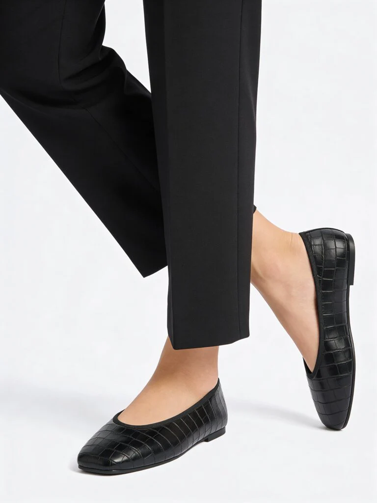 LUNA BLU Black Textured Ballerinas