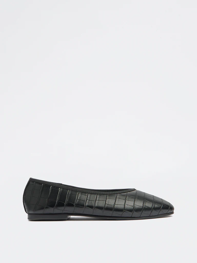 LUNA BLU Black Textured Ballerinas - Image 2
