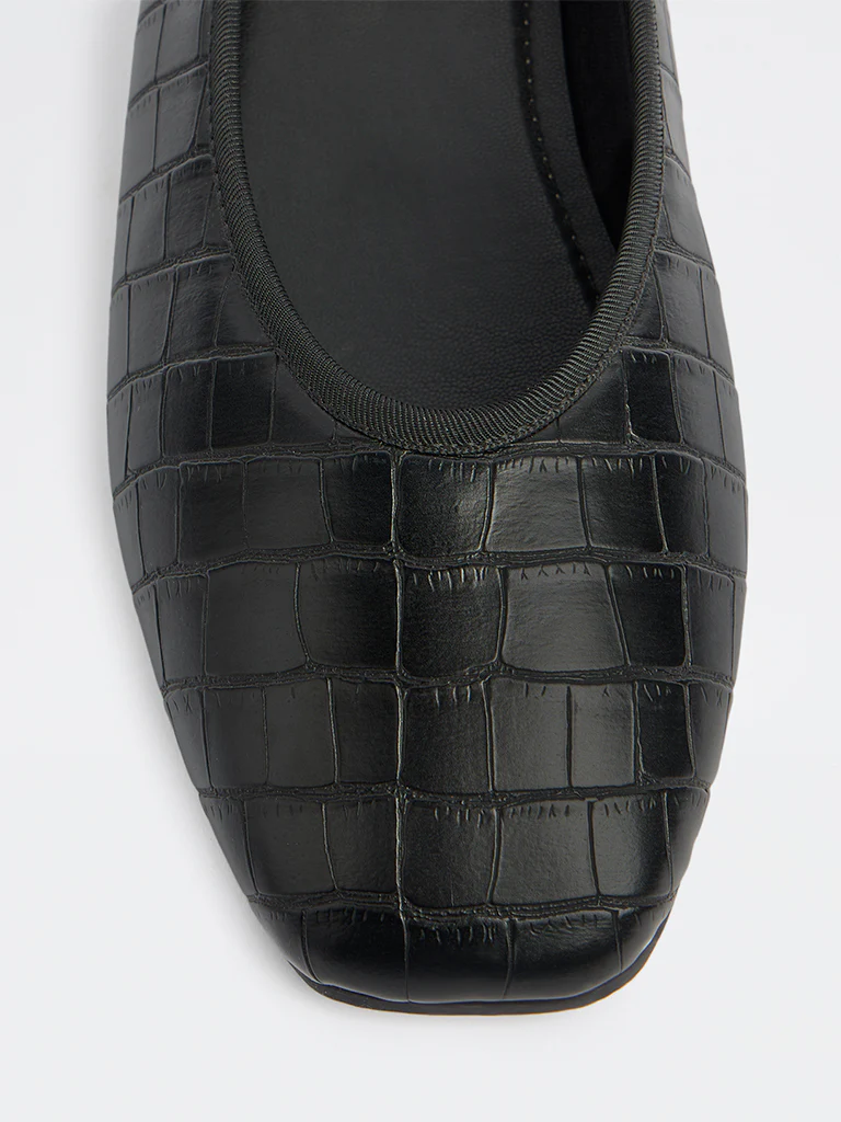 LUNA BLU Black Textured Ballerinas - Image 4