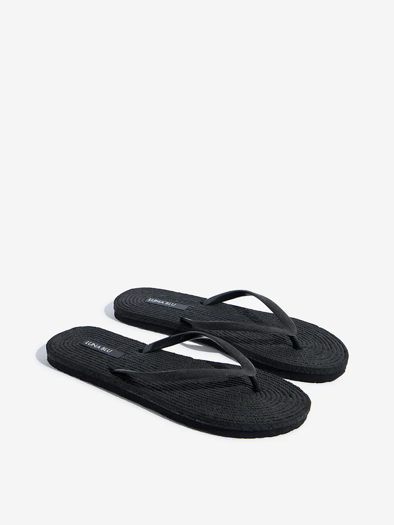LUNA BLU Black Textured Flip-Flops - Image 2