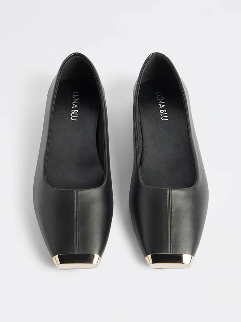 LUNA BLU Black Top Square Toe Loafers - Image 3