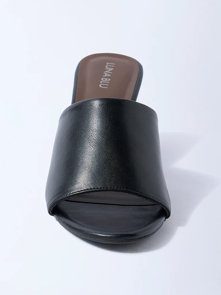 LUNA BLU Black Wedge-Heel Sandals - Image 3