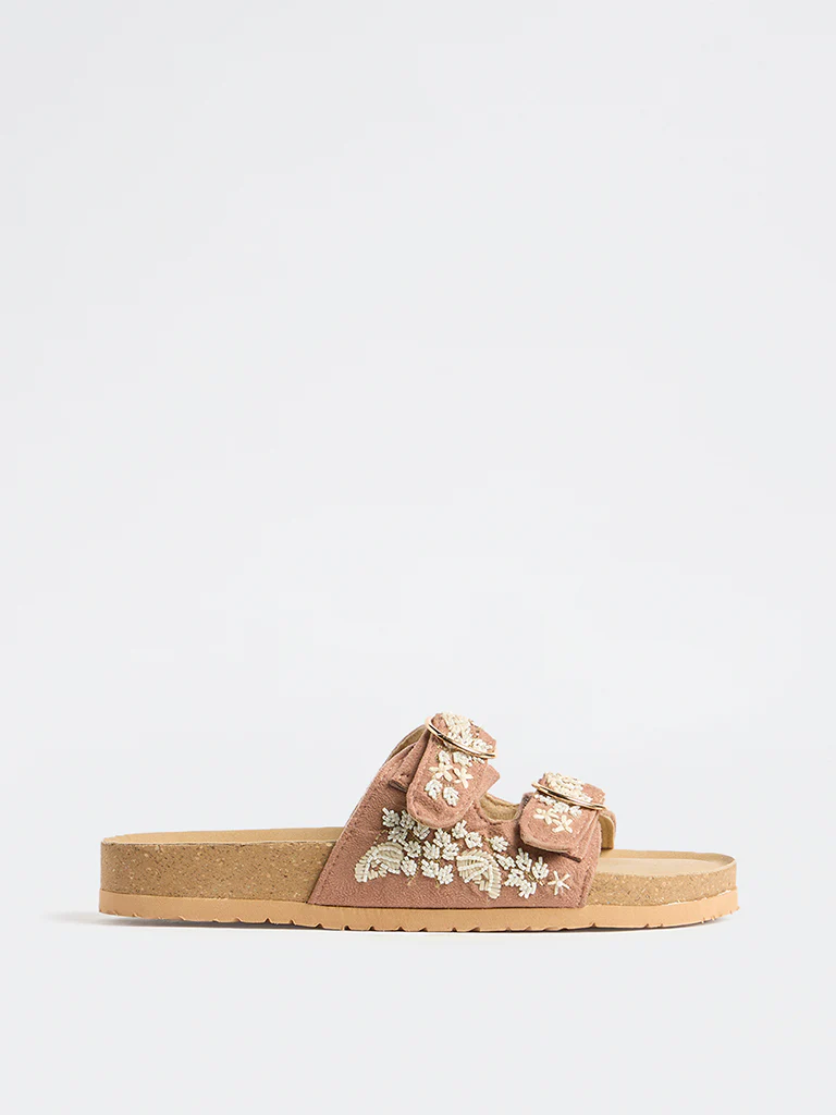 LUNA BLU Blush Embellished Dual-Strap Sandals - Image 2