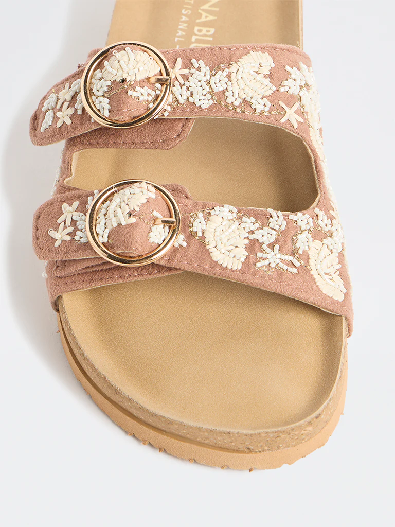 LUNA BLU Blush Embellished Dual-Strap Sandals - Image 4