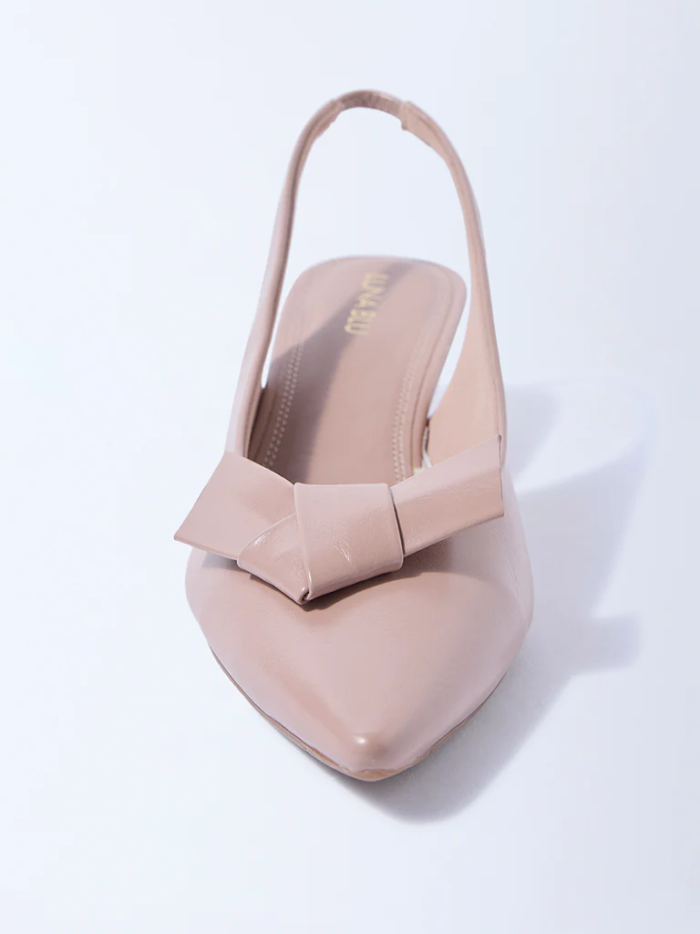 LUNA BLU Blush Pink Bow-Detailed Slingback Mules - Image 3