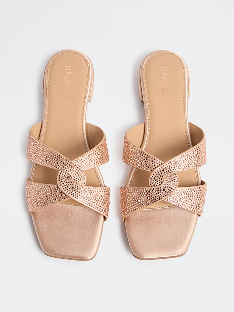 LUNA BLU Blush Pink Embellished Sandals - Image 3
