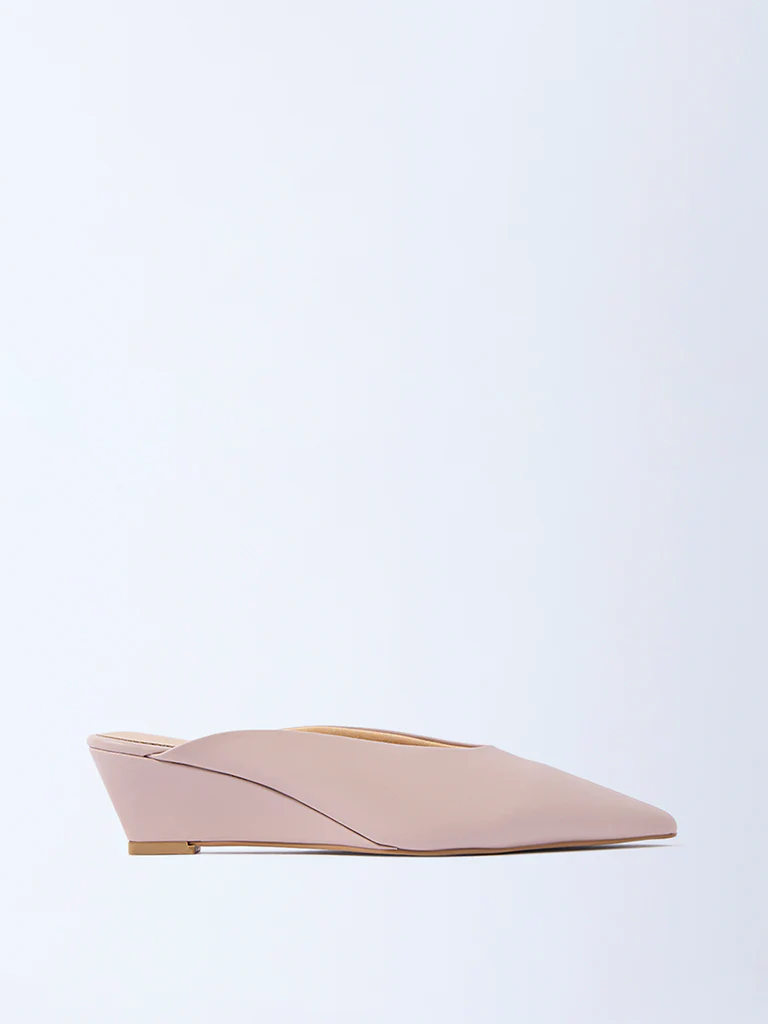 LUNA BLU Blush Pink Wedge-Heel Mules - Image 2