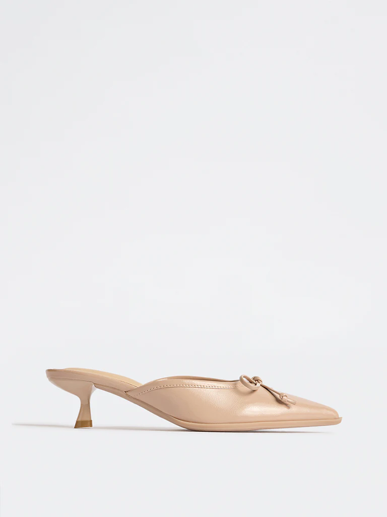 LUNA BLU Blush Solid Bow-Detailed Mules - Image 2