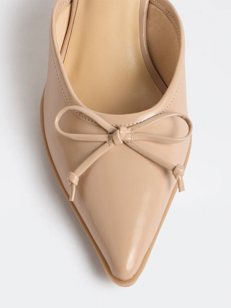 LUNA BLU Blush Solid Bow-Detailed Mules - Image 4