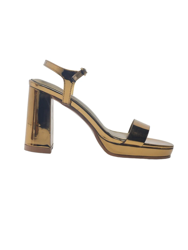LUNA BLU Bronze Metallic Heeled Sandals - Image 4