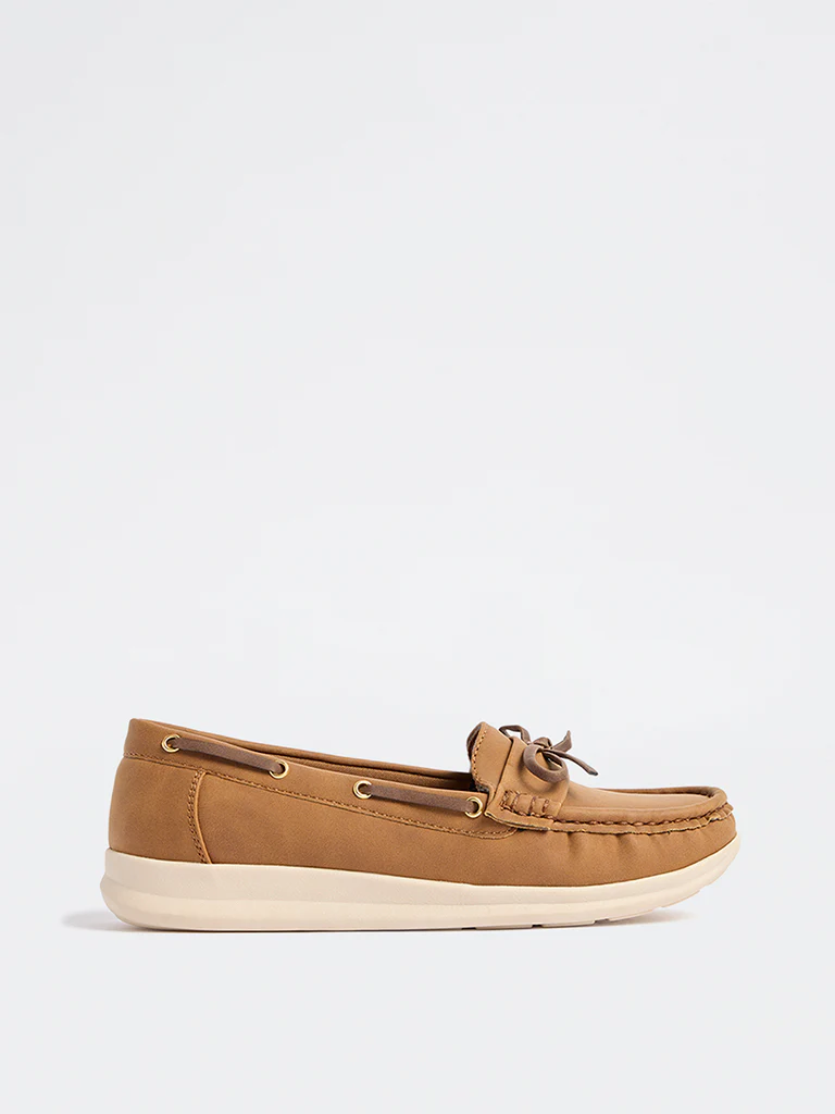 LUNA BLU Brown Bow Detailed Suede Loafers - Image 2