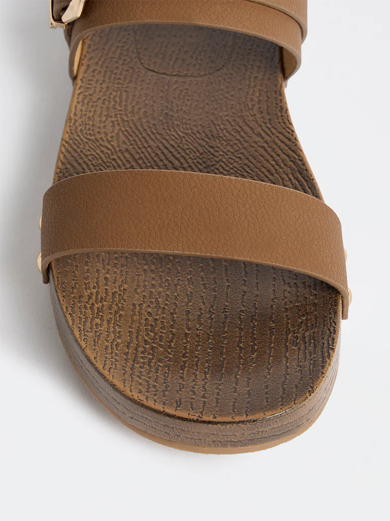 LUNA BLU Brown Double-Strap Clog Sandals - Image 4