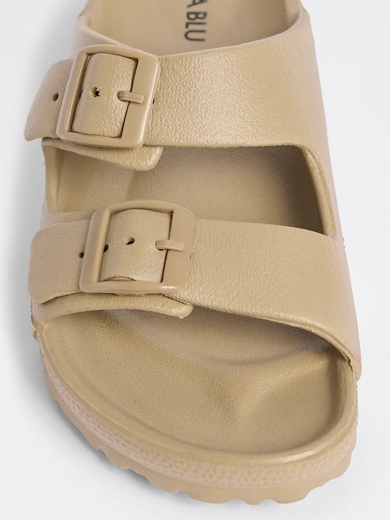 LUNA BLU Brown Dual-Strap Slip-On Sandals - Image 3