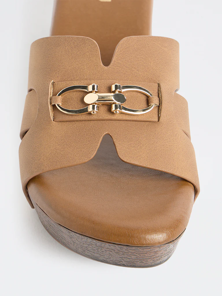 LUNA BLU Brown Hardware-Detailed Platform-Heel Sandals - Image 3