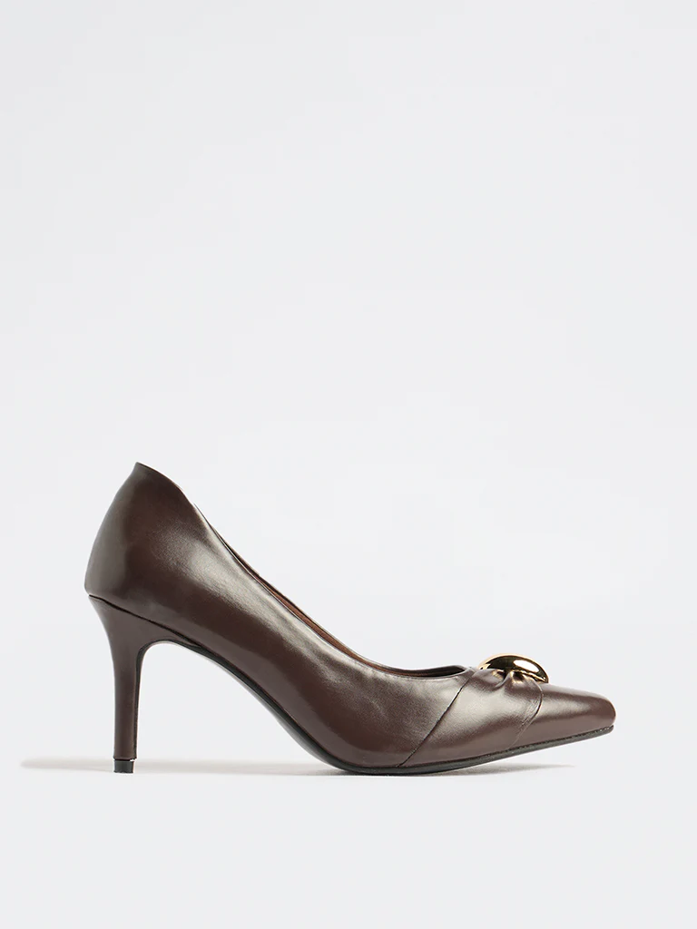 LUNA BLU Brown Hardware-Detailed Stiletto Pump Shoes - Image 2