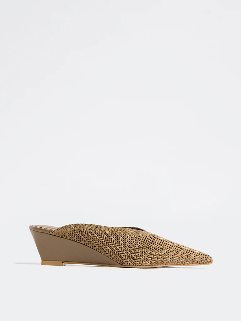 LUNA BLU Brown Knit-Textured Wedge-Heel Sandals - Image 2