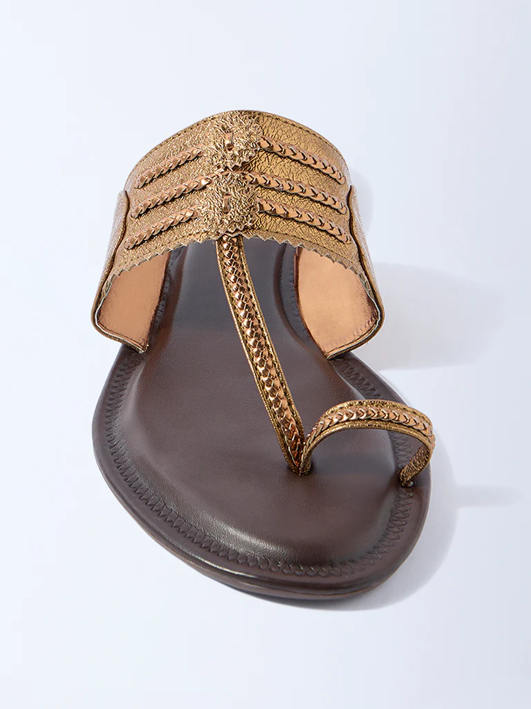 LUNA BLU Brown Kolhapuri Sandals - Exclusive - Image 3