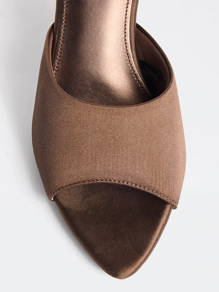 LUNA BLU Brown Mule Heel Sandals - Image 3