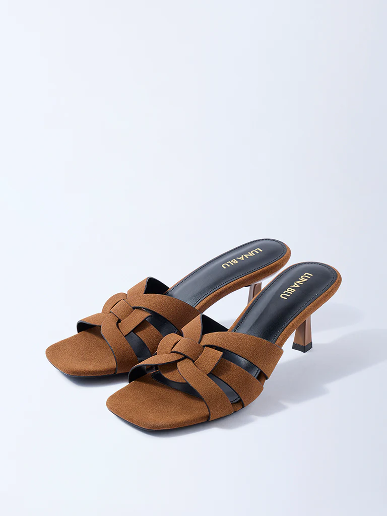 LUNA BLU Brown Multi-Strap Heel Sandals - Image 2