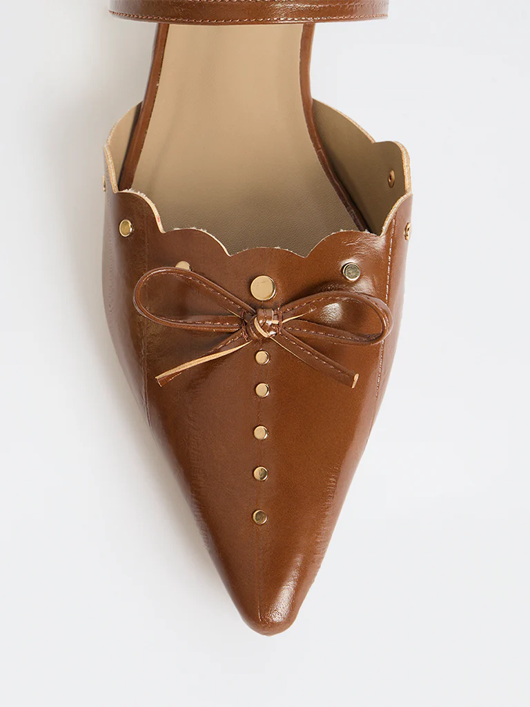 LUNA BLU Brown Pointed Toe Mules - Image 3