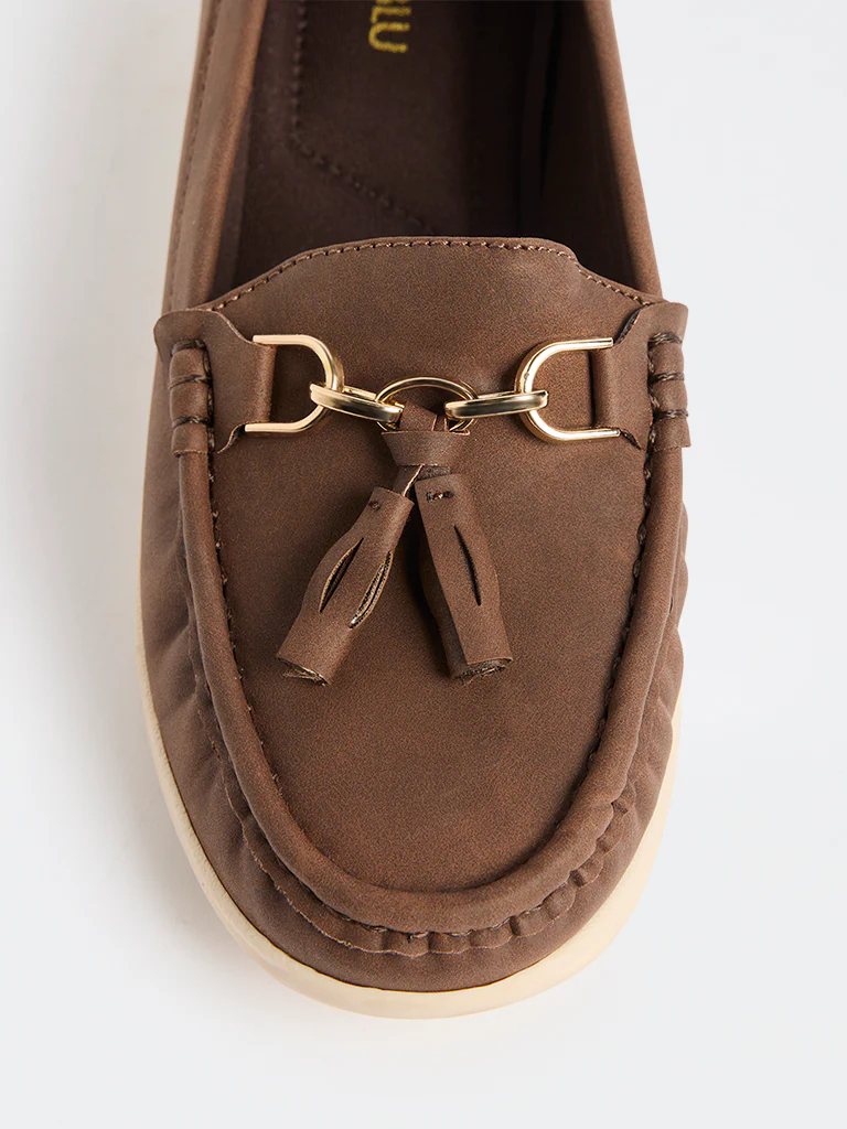 LUNA BLU Brown Tassel-Detailed Loafers - Image 4