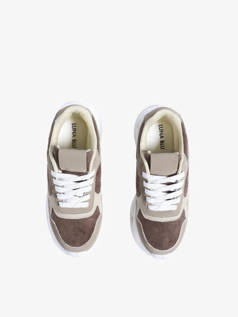 LUNA BLU Brown Terry Textured Sneakers - Image 3