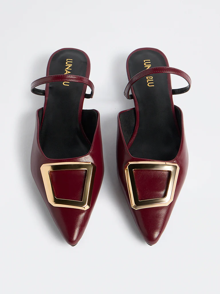 LUNA BLU Burgundy Heel Mules - Image 2