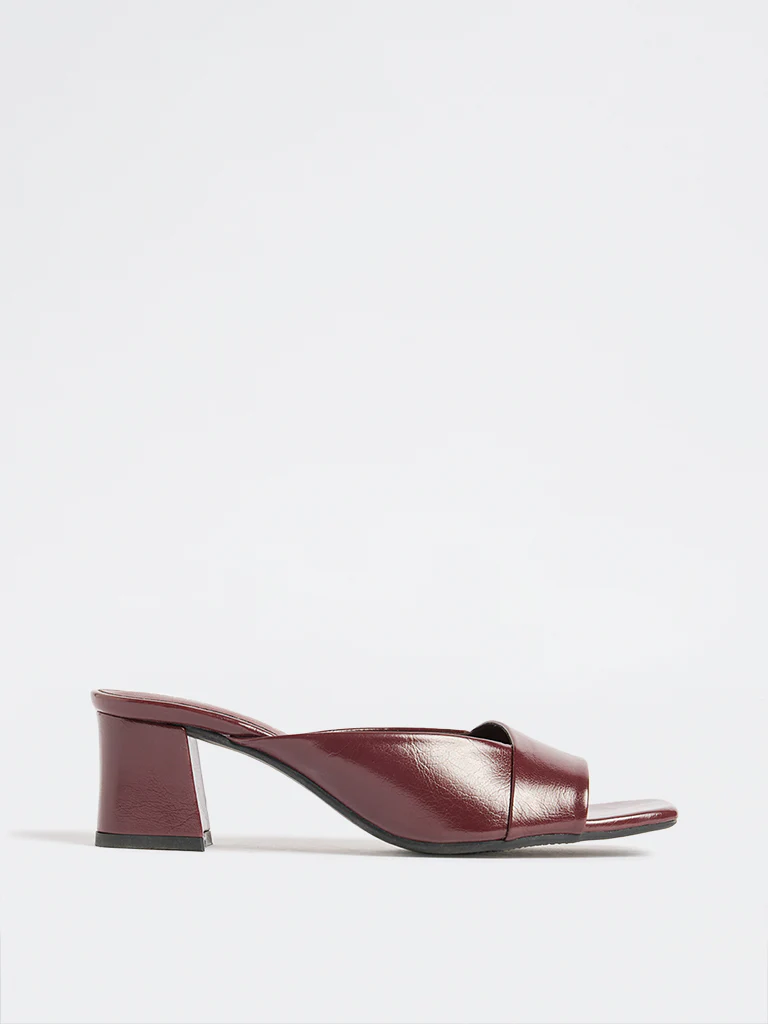 LUNA BLU Burgundy Mule-Heel Sandals - Image 2