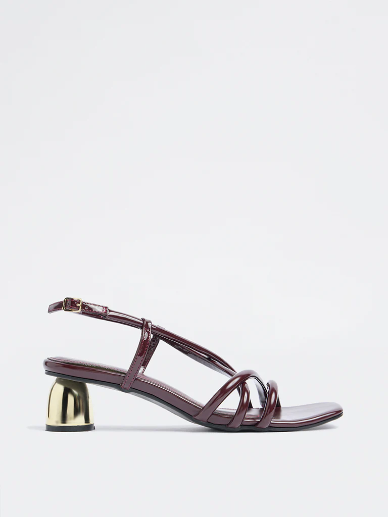 LUNA BLU Burgundy Multi-Strap Heel Sandals - Image 2