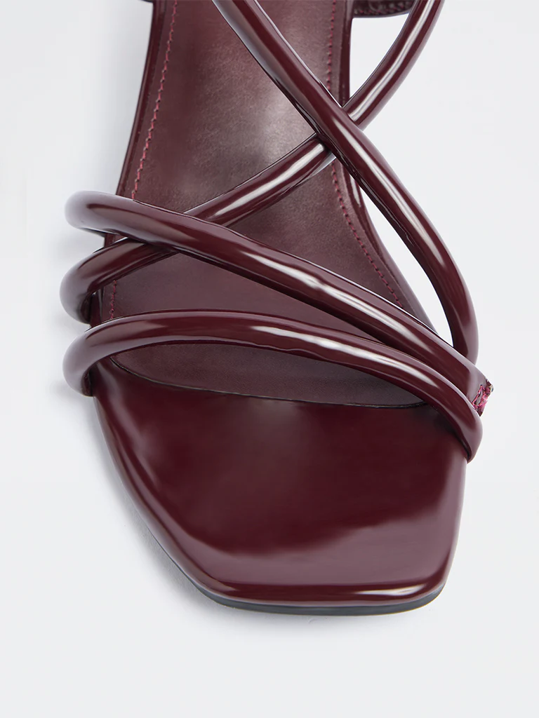 LUNA BLU Burgundy Multi-Strap Heel Sandals - Image 4