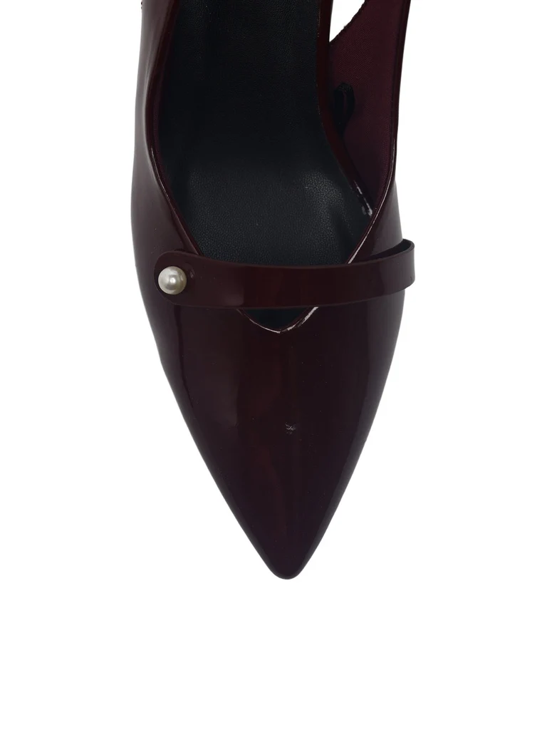 LUNA BLU Burgundy Pearl Embellished Kitten Heel Mules - Image 3