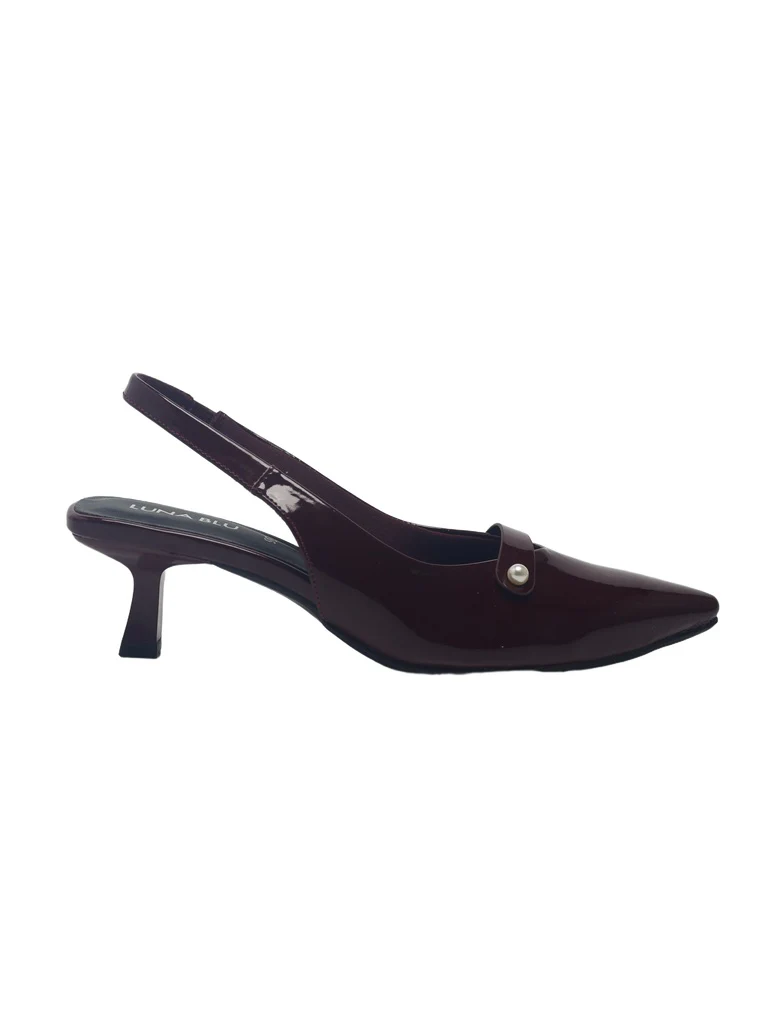 LUNA BLU Burgundy Pearl Embellished Kitten Heel Mules - Image 4