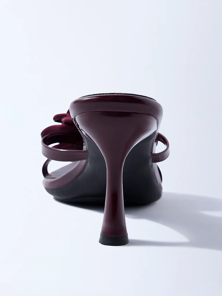 LUNA BLU Burgundy Rosette Heel Sandals - Image 3