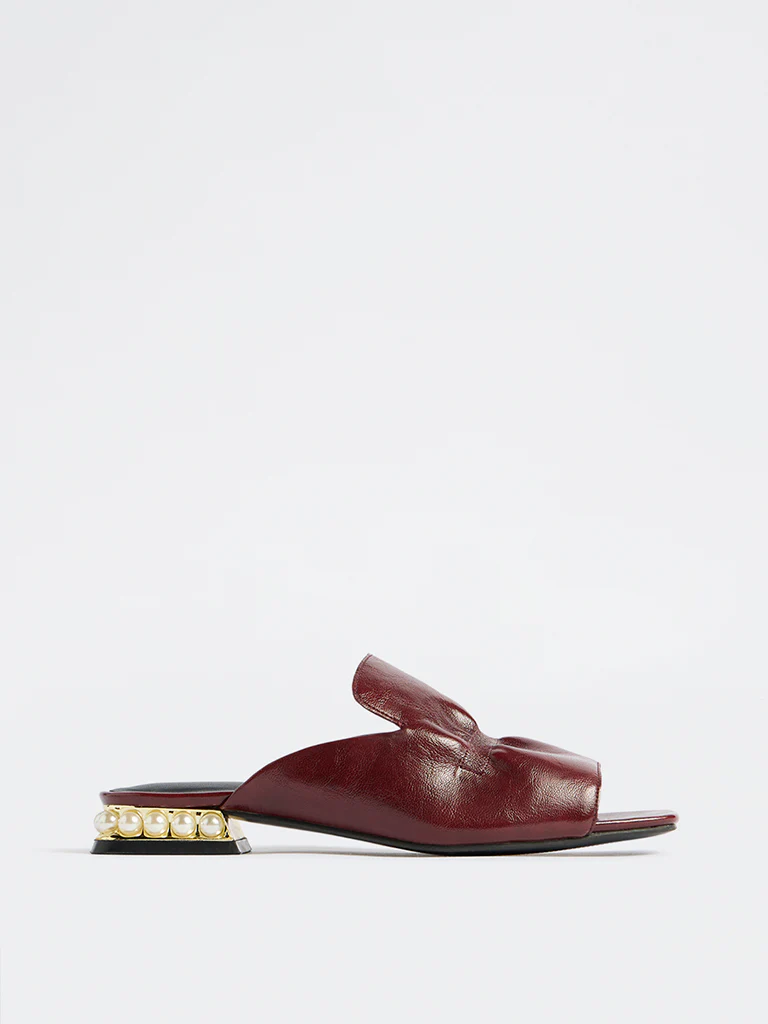 LUNA BLU Burgundy Ruched Mules - Image 3