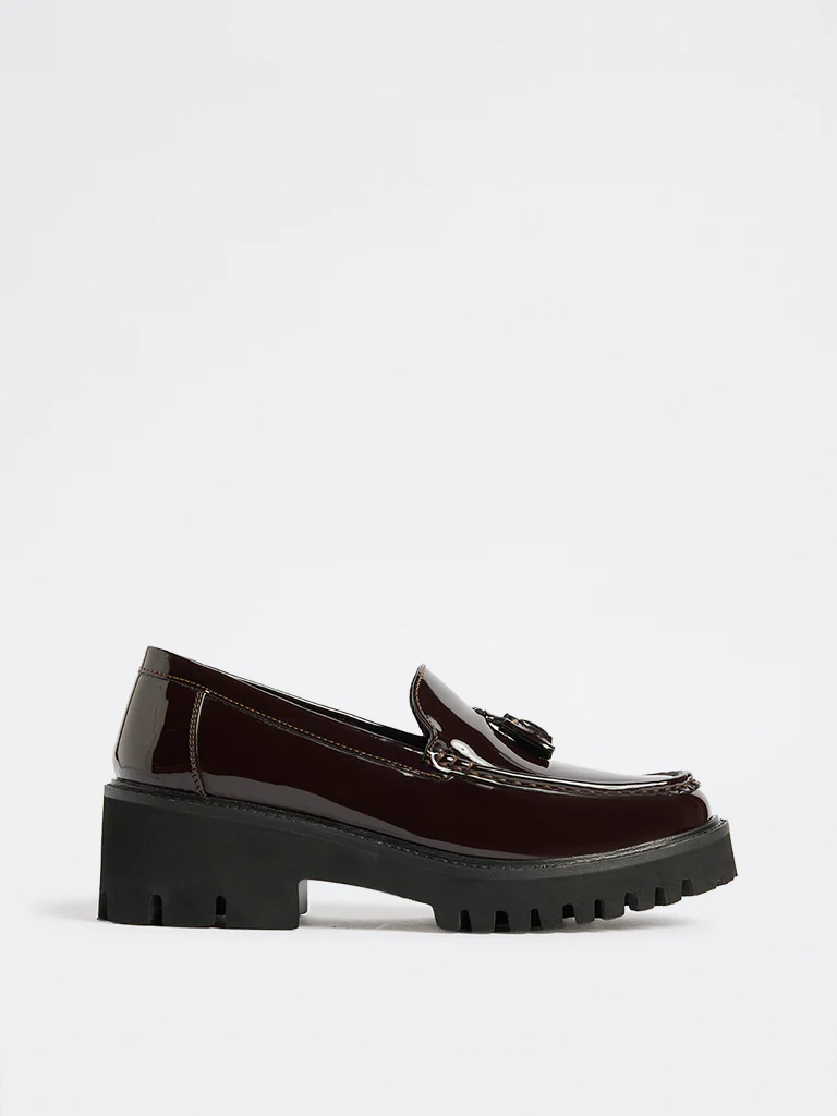 LUNA BLU Burgundy Tassel-Detailed Chunky Loafers - Image 2