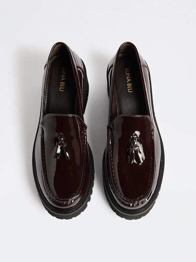 LUNA BLU Burgundy Tassel-Detailed Chunky Loafers - Image 3