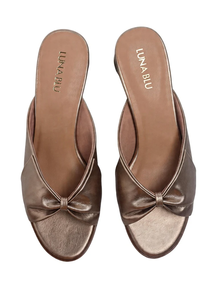 LUNA BLU Champagne Round Heel Sandals - Image 2