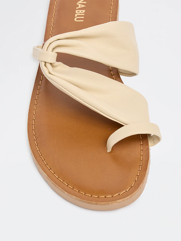 LUNA BLU Cream Knot-Detail Slides - Image 3