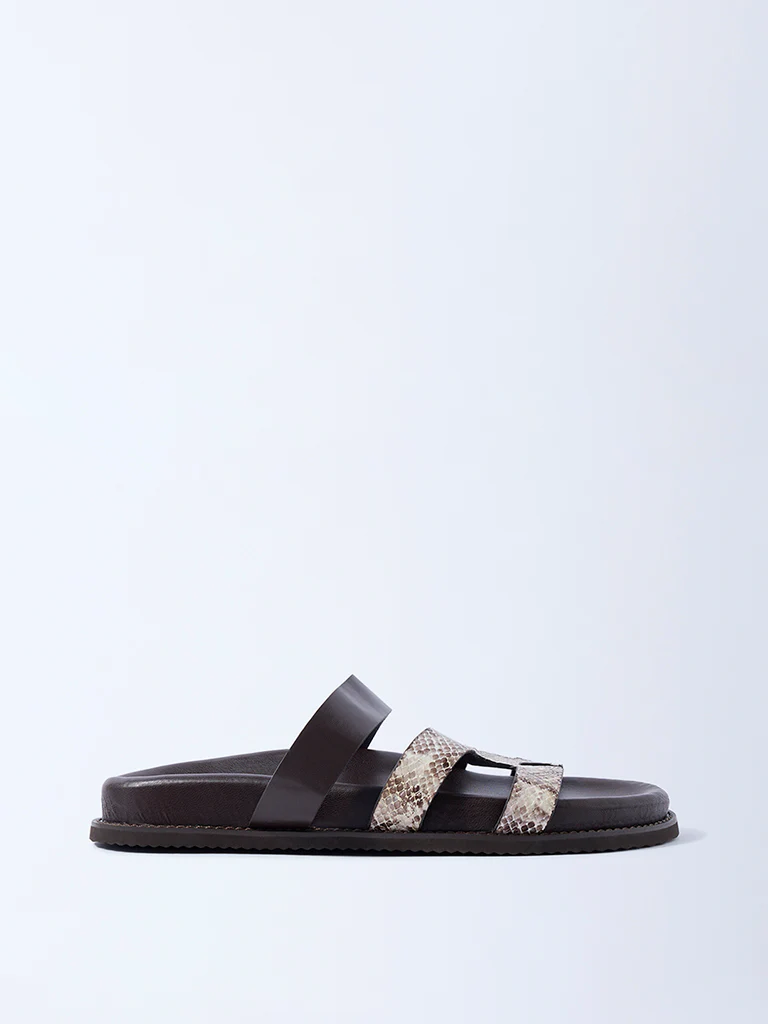 LUNA BLU Dark Brown Dual Strap Sandals
